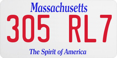 MA license plate 305RL7