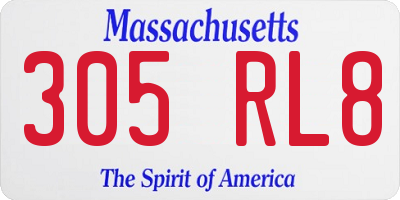 MA license plate 305RL8