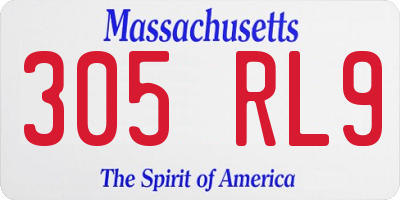 MA license plate 305RL9