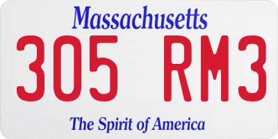 MA license plate 305RM3