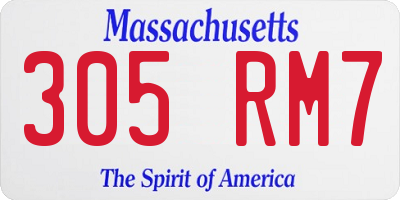 MA license plate 305RM7