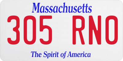MA license plate 305RN0