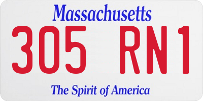 MA license plate 305RN1