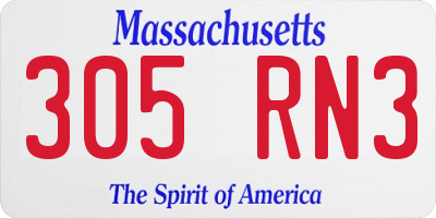 MA license plate 305RN3