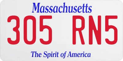 MA license plate 305RN5