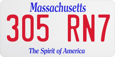 MA license plate 305RN7