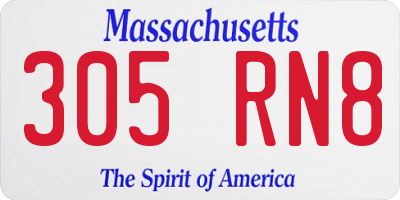 MA license plate 305RN8