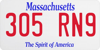MA license plate 305RN9