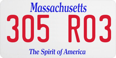 MA license plate 305RO3