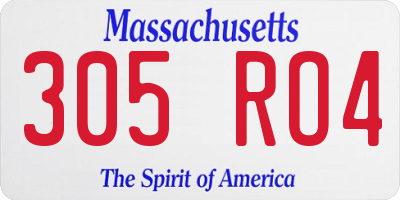 MA license plate 305RO4