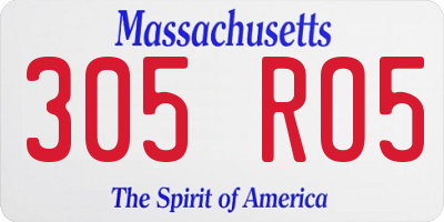 MA license plate 305RO5