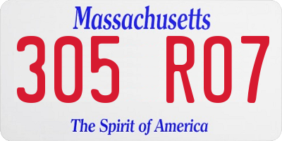 MA license plate 305RO7
