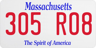 MA license plate 305RO8