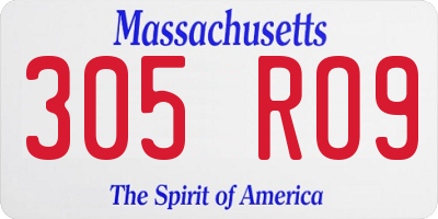 MA license plate 305RO9