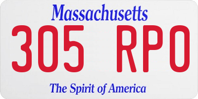 MA license plate 305RP0