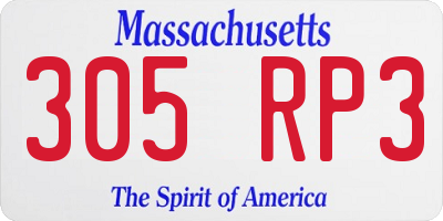 MA license plate 305RP3