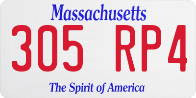 MA license plate 305RP4