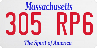 MA license plate 305RP6