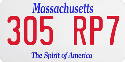 MA license plate 305RP7