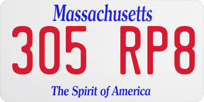 MA license plate 305RP8