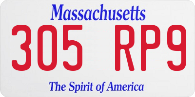 MA license plate 305RP9