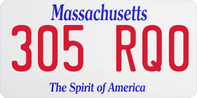MA license plate 305RQ0