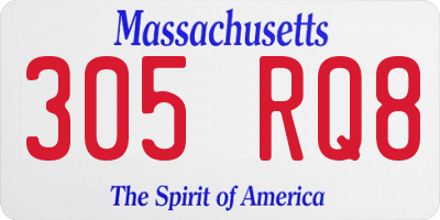 MA license plate 305RQ8