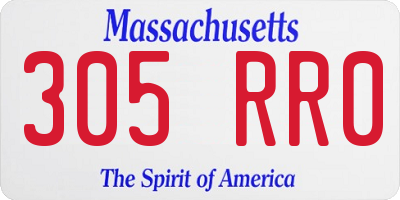 MA license plate 305RR0
