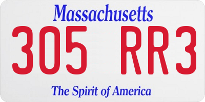 MA license plate 305RR3