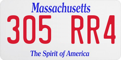 MA license plate 305RR4