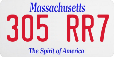 MA license plate 305RR7