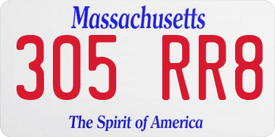 MA license plate 305RR8