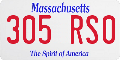 MA license plate 305RS0
