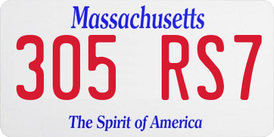 MA license plate 305RS7