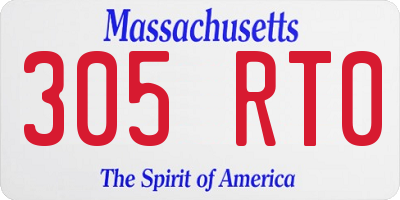 MA license plate 305RT0