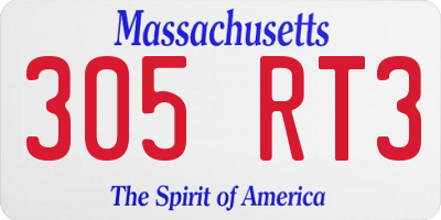 MA license plate 305RT3