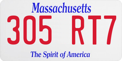 MA license plate 305RT7