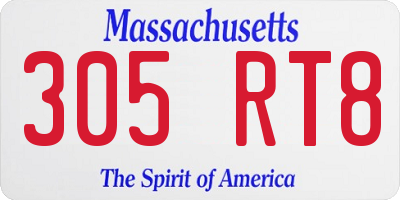 MA license plate 305RT8