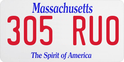 MA license plate 305RU0