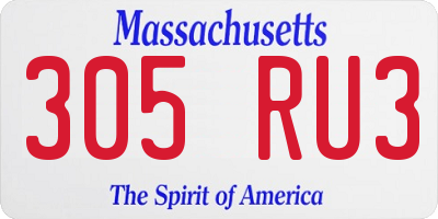 MA license plate 305RU3