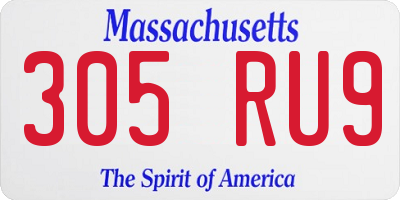 MA license plate 305RU9