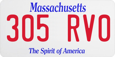 MA license plate 305RV0