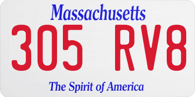 MA license plate 305RV8