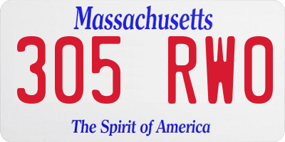 MA license plate 305RW0
