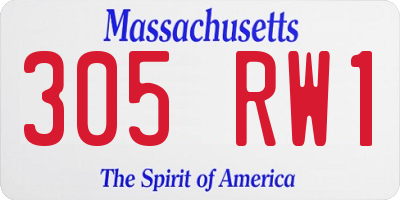 MA license plate 305RW1