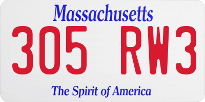 MA license plate 305RW3