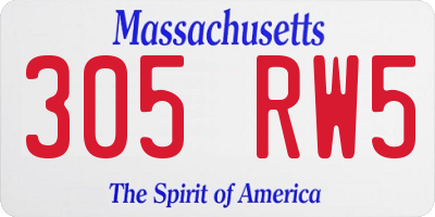 MA license plate 305RW5