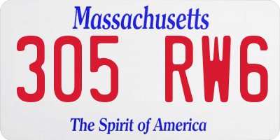 MA license plate 305RW6