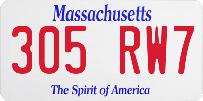MA license plate 305RW7