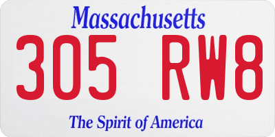 MA license plate 305RW8